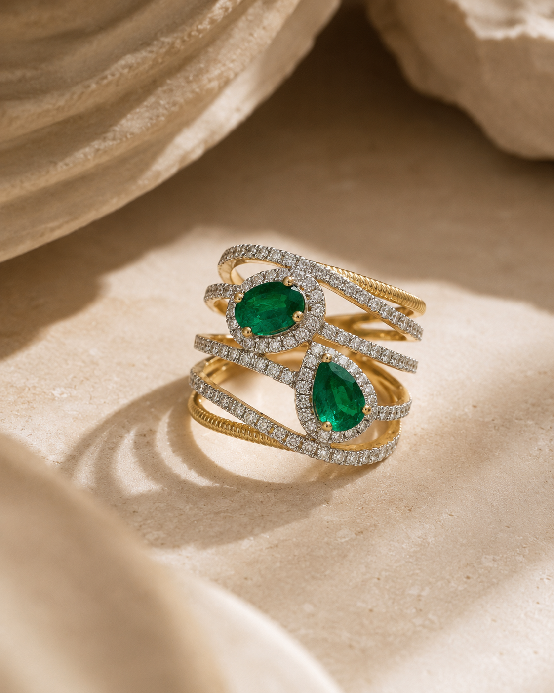 Ouroboros Emerald & Diamond Ring Emerald