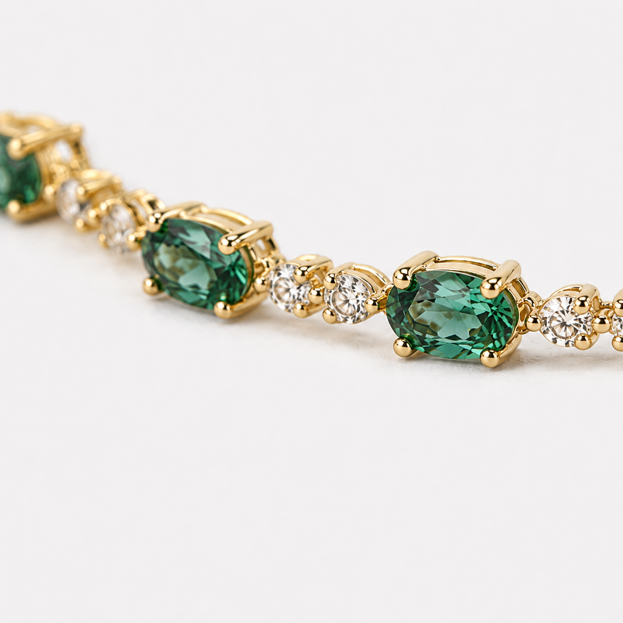 Green Sapphire & Diamond Tennis Bracelet