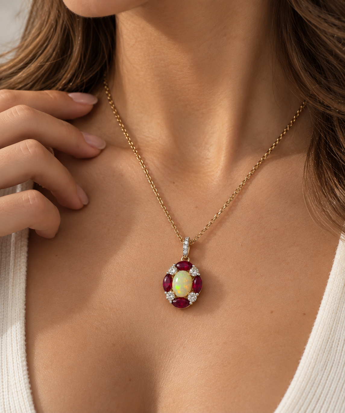Radiant Ruby Opal Necklace