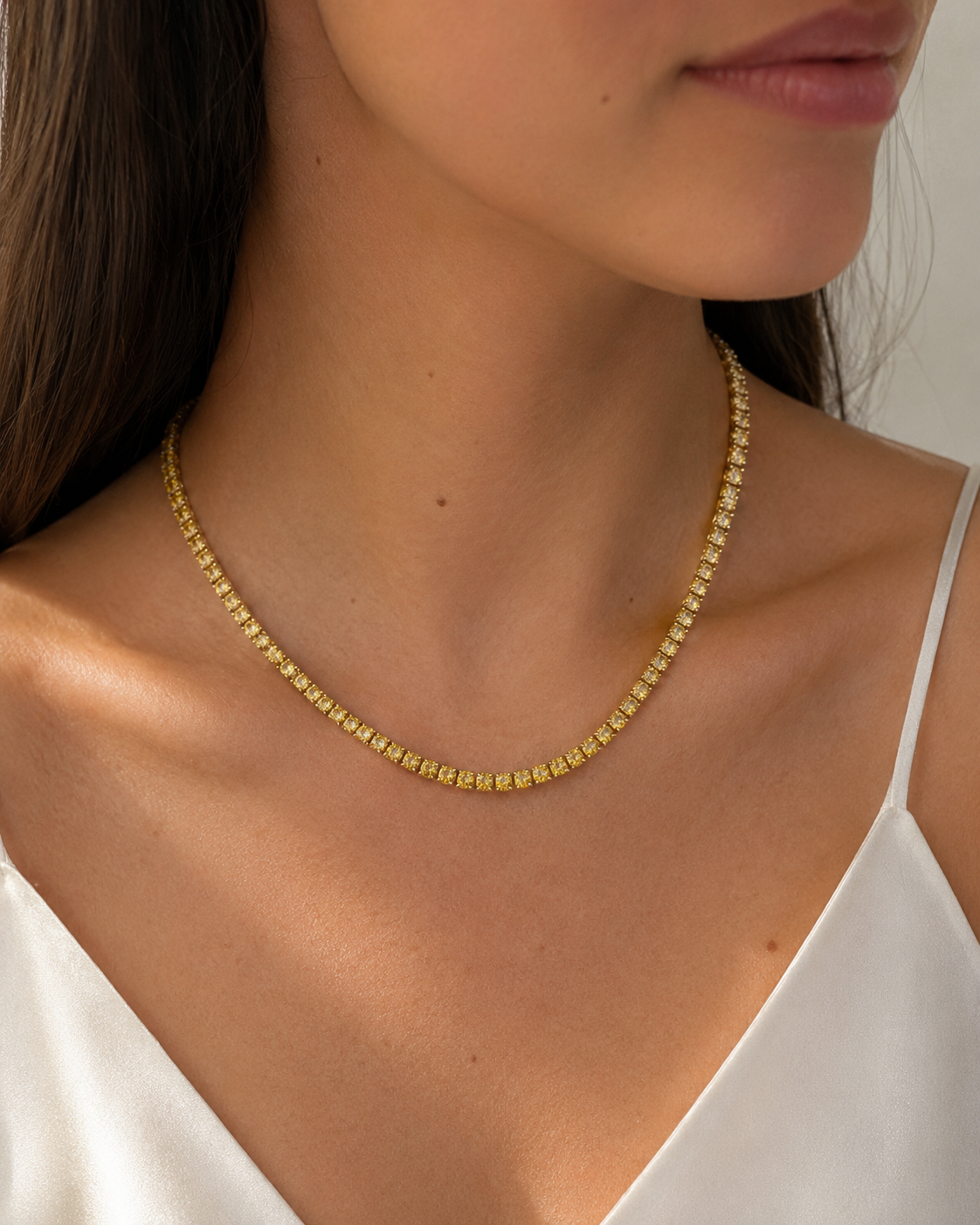 15 CTW Yellow Diamond Tennis Necklace