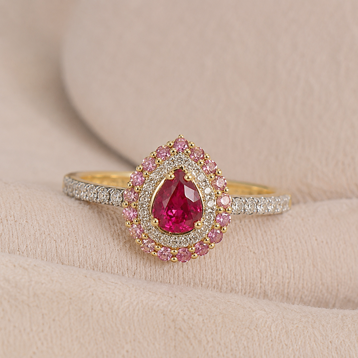 Certified Non Heat Ruby & Pink Sapphire Ring