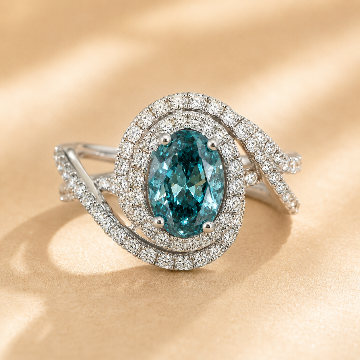 Certified Swirl Blue & White Dia Ring