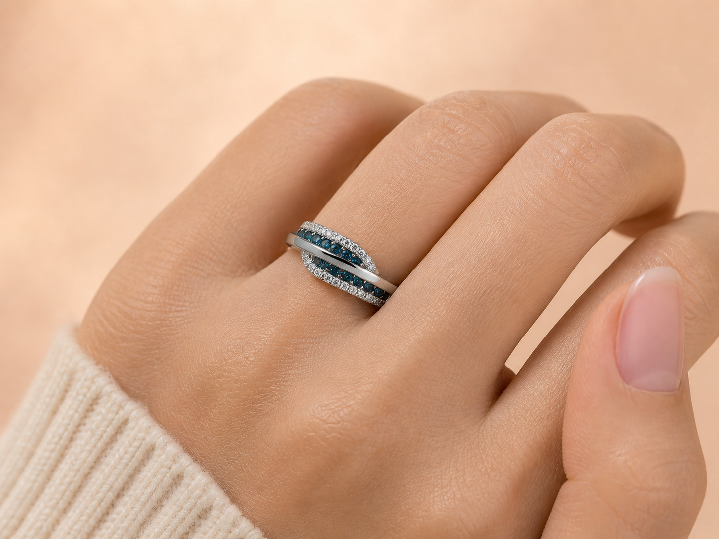 Tridant Tides Blue Diamond Ring blue diamond