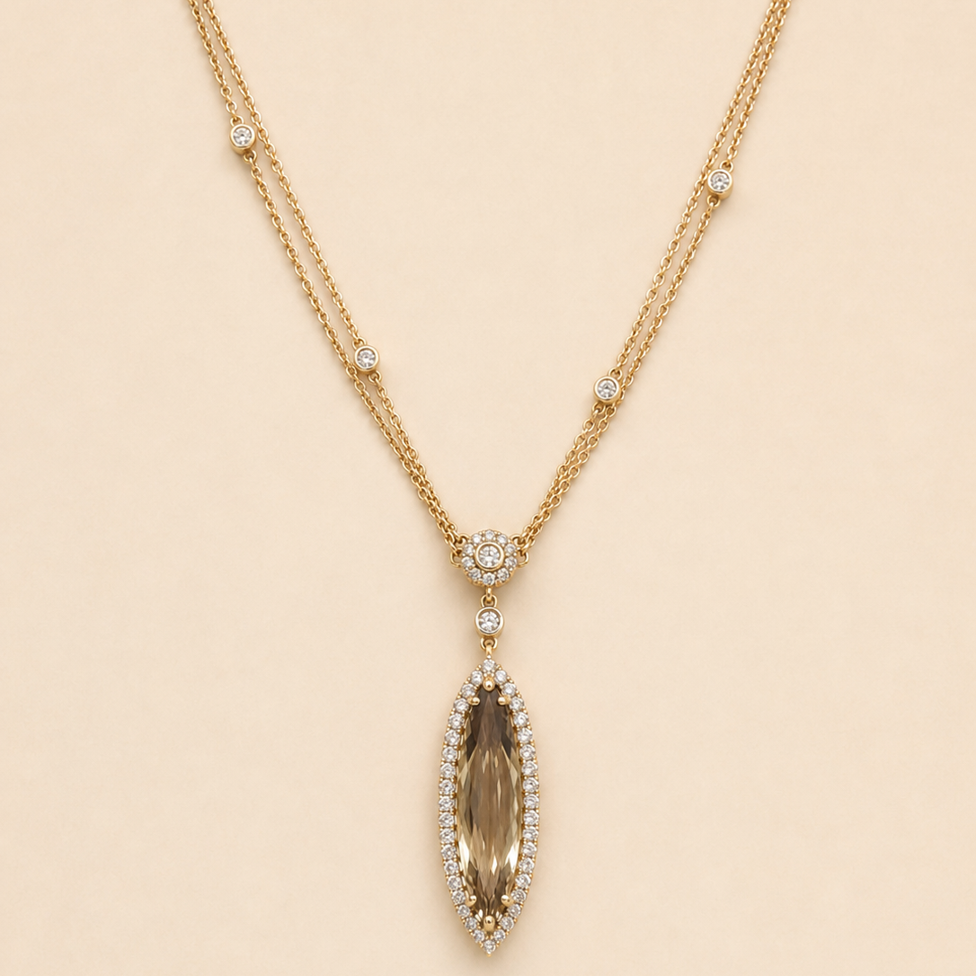 Spear Csarite & Diamond Chain Necklace