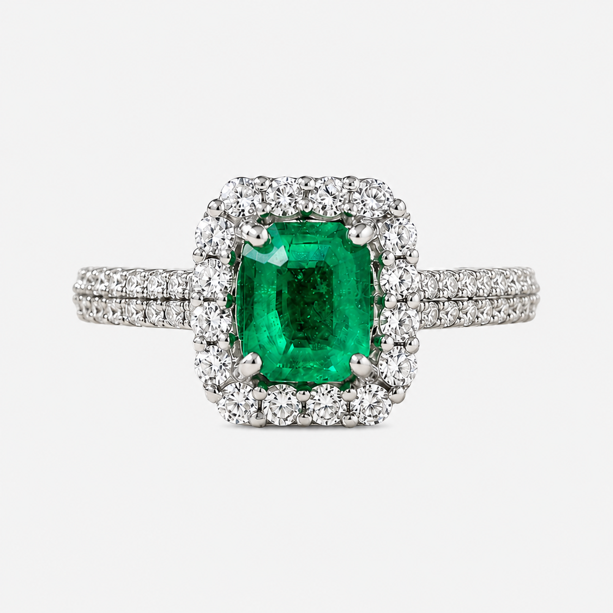 Cushion Cut Colombian Emerald Ring Emerald