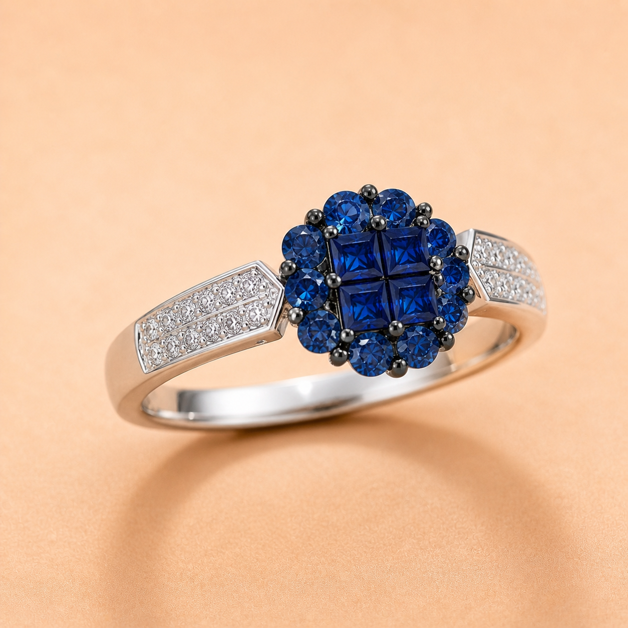 Blue Bubbles Solitaire Ring Blue Sapphire