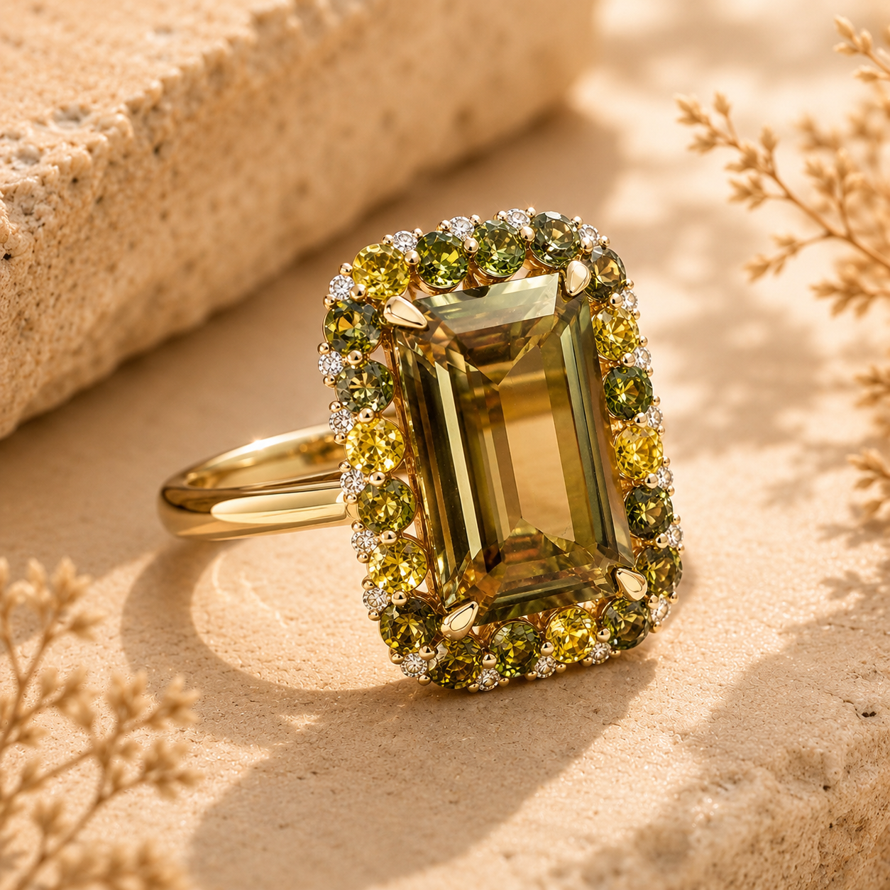 Certified Csarite & Multi Sapphire Diamond Ring
