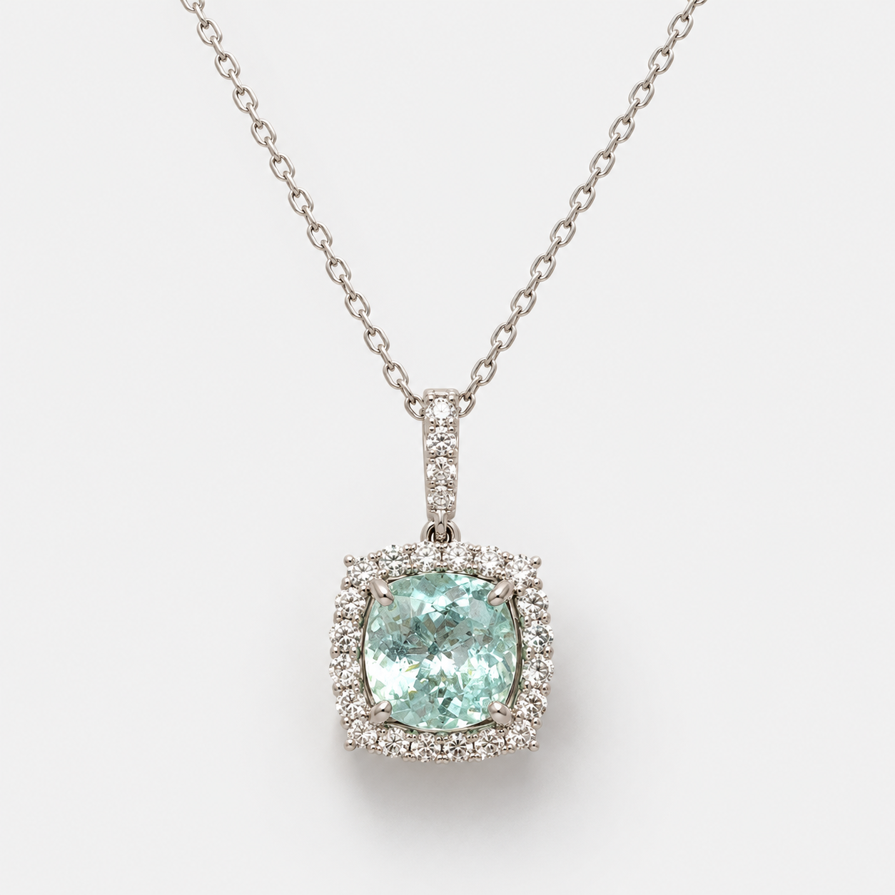 Glass Cushion Certified Paraiba Pendant
