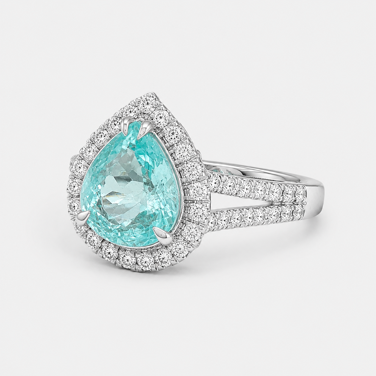 Certified Sea Blue Paraiba & Diamond Ring