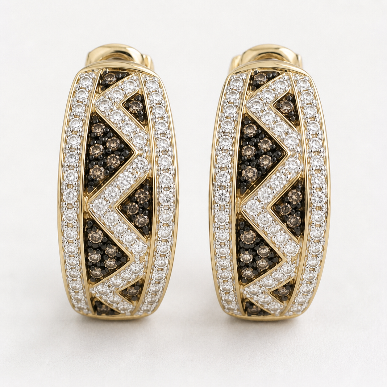 Inverse Trillion Pave Coco & White Diamond Hoops Coco Diamonds