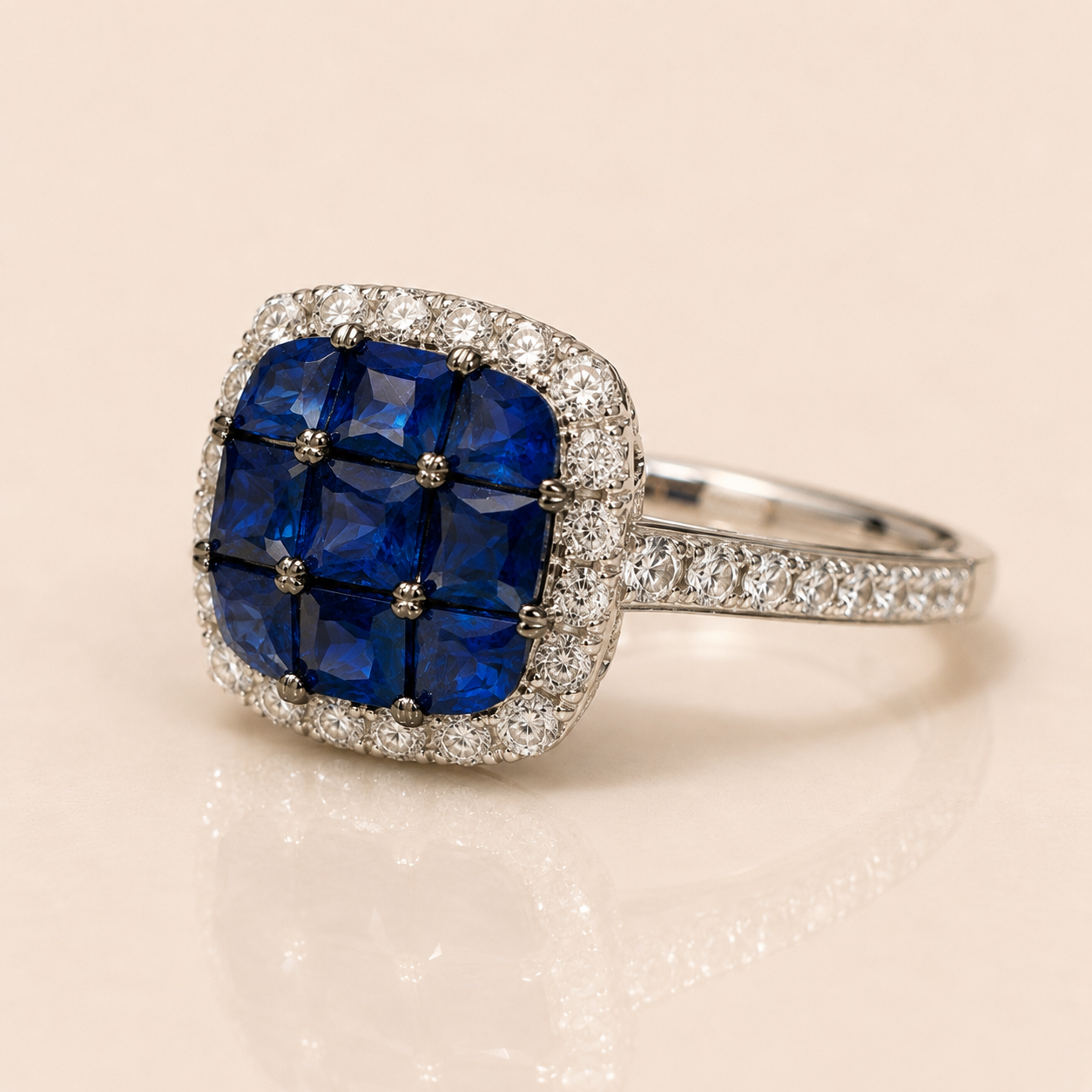 Princess Mosaic Sapphire Ring Blue Sapphire