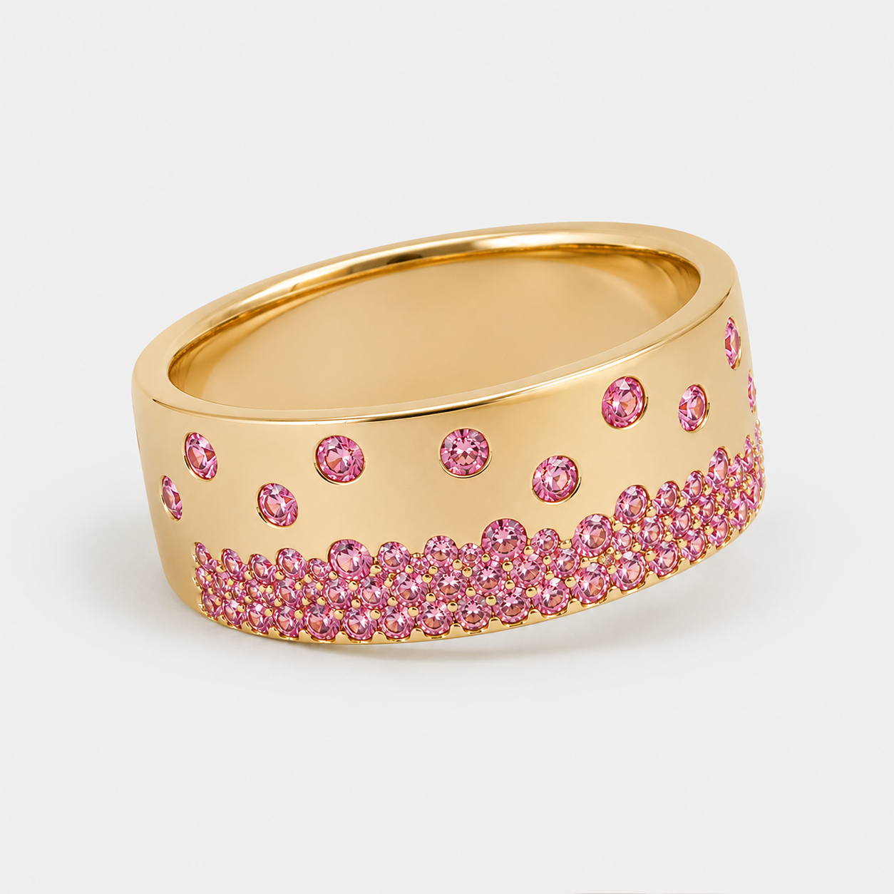 Elongated Blossoming Bubbles Pink Sapphire Band Pink Sapphire