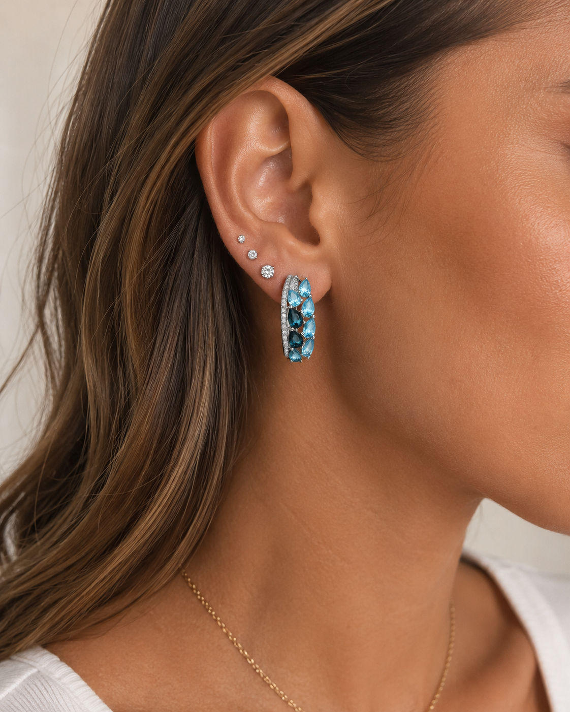 Waterfall Ombre Topaz Hoops BLUE TOPAZ