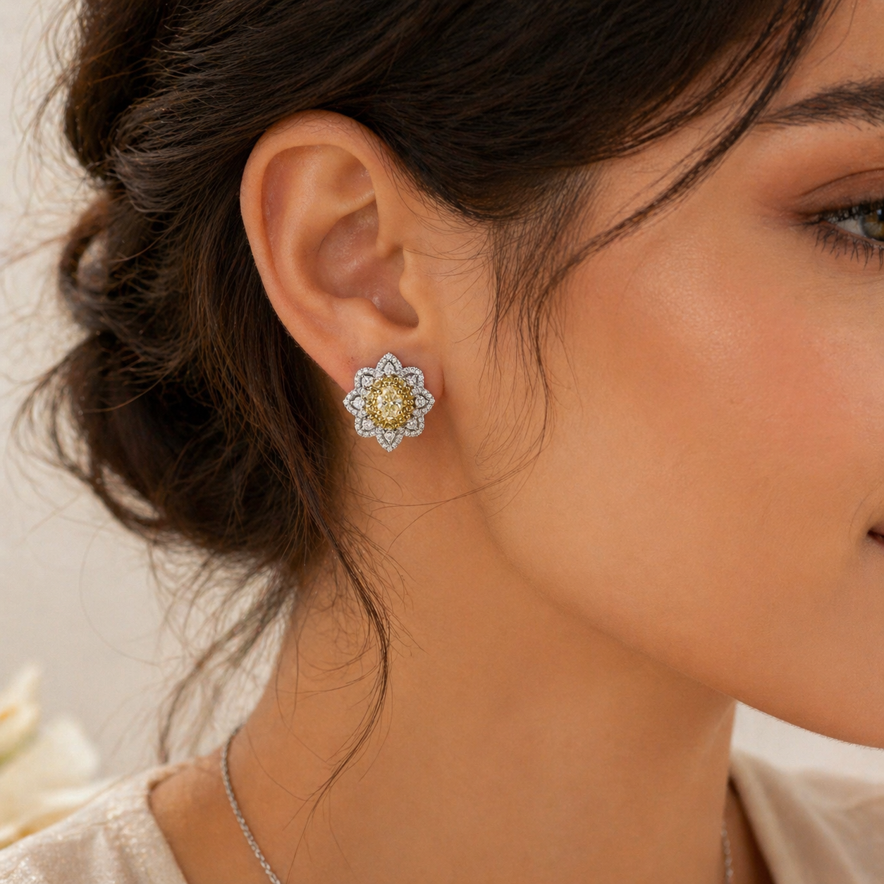 Magnolia Diamond Studs Yellow Diamond