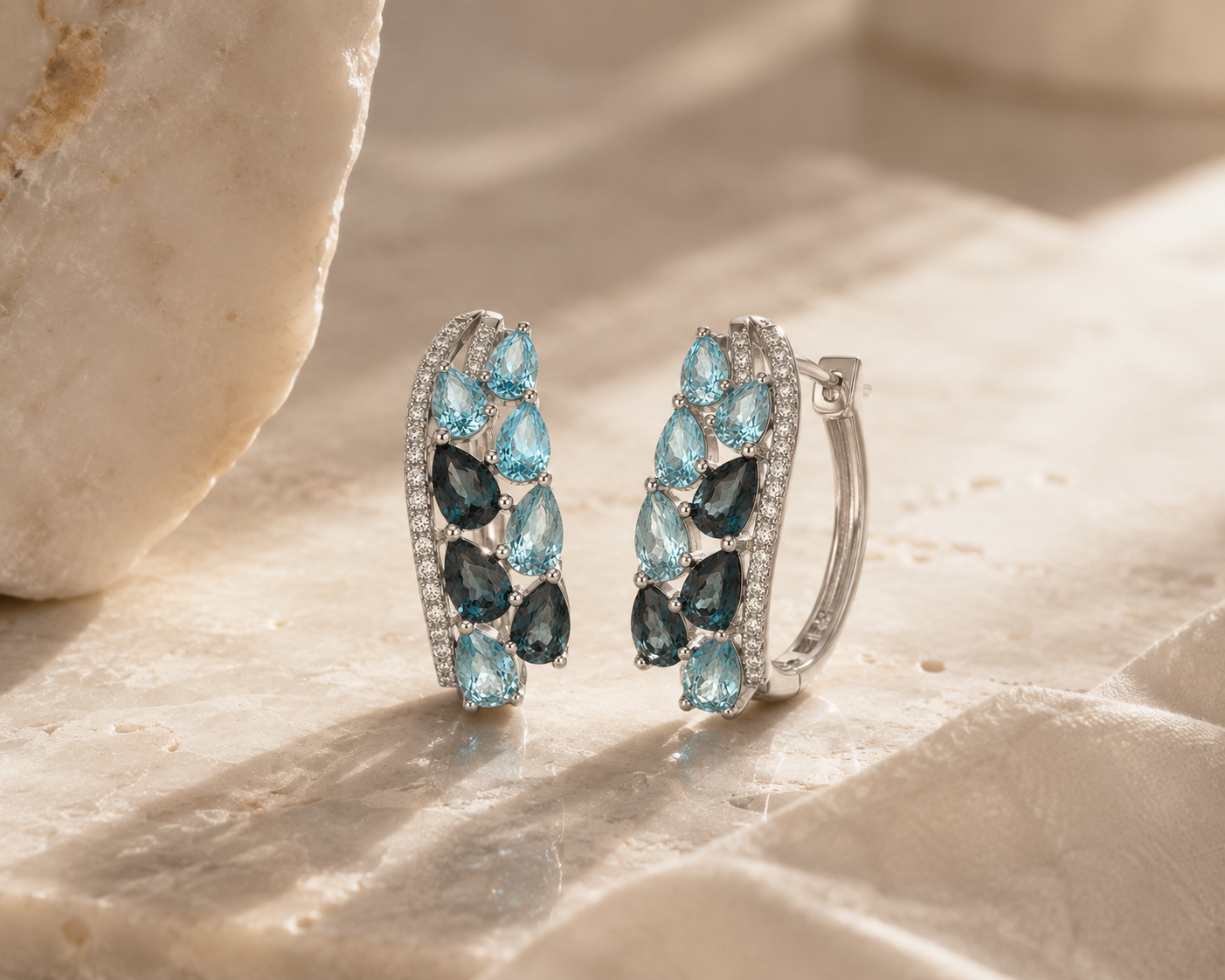 Waterfall Ombre Topaz Hoops BLUE TOPAZ