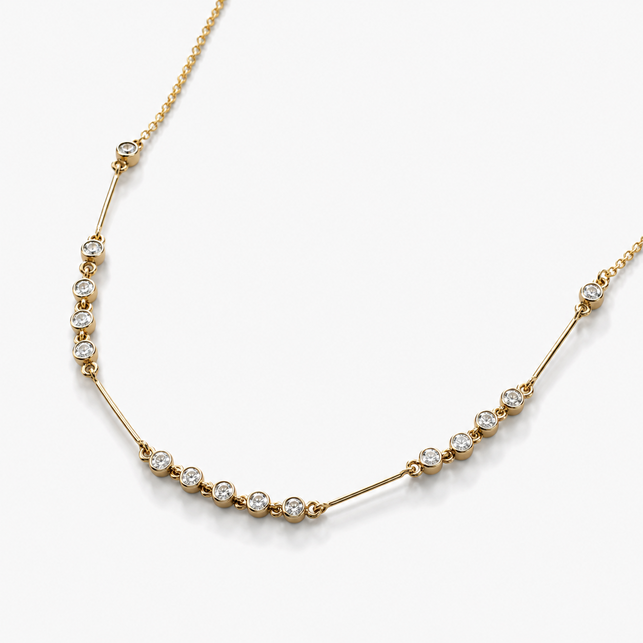 Diamond Bubble Tennis Necklace BOLD GOLD