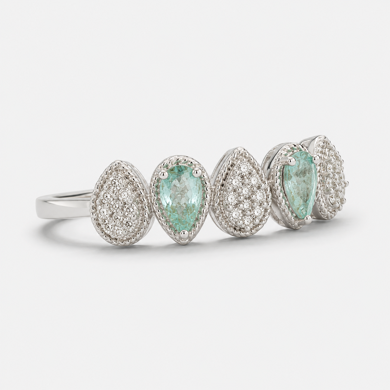 Seafoam Paraiba & Diamond Pear Band