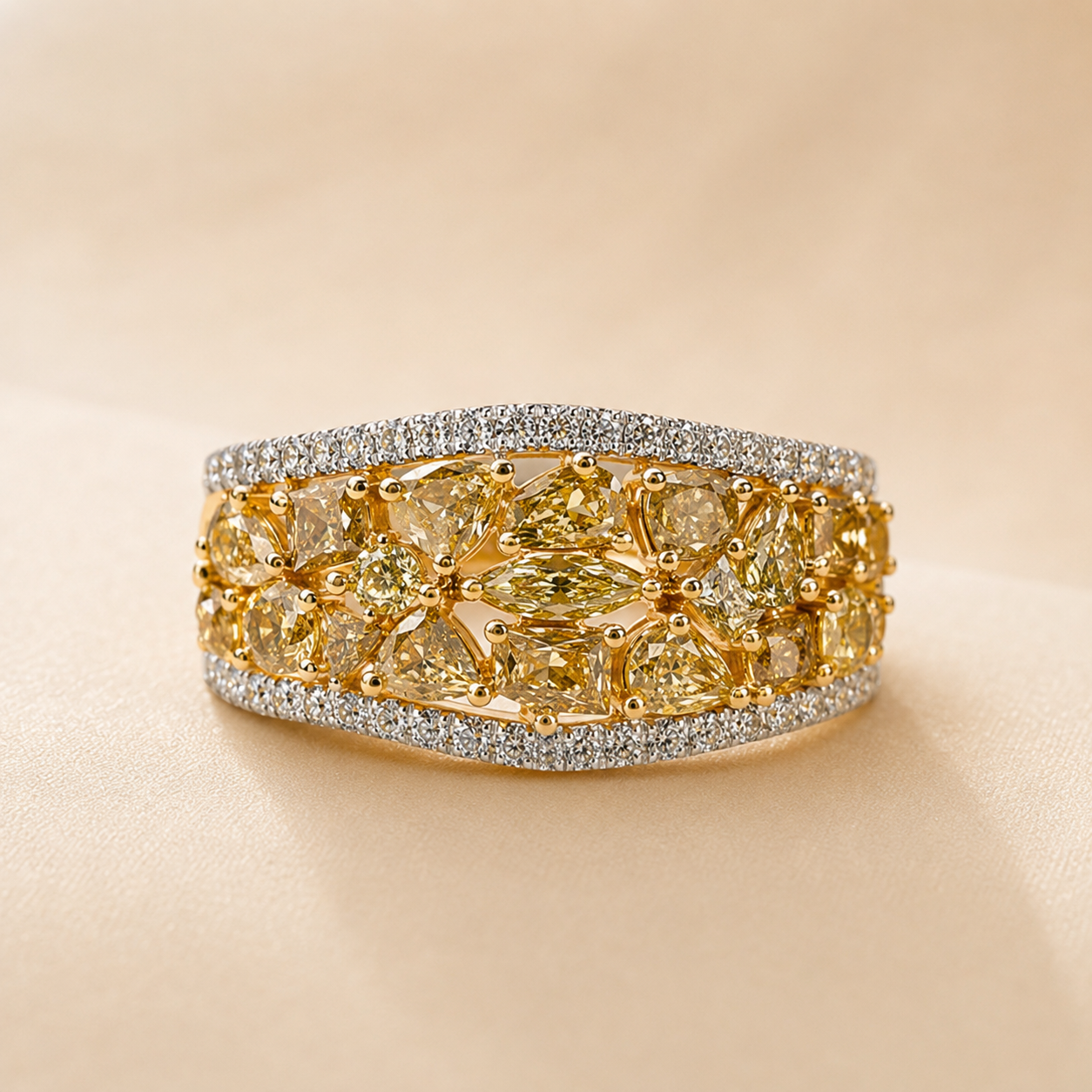 Multi Shaped Yellow Diamond Ring Yellow Diamond