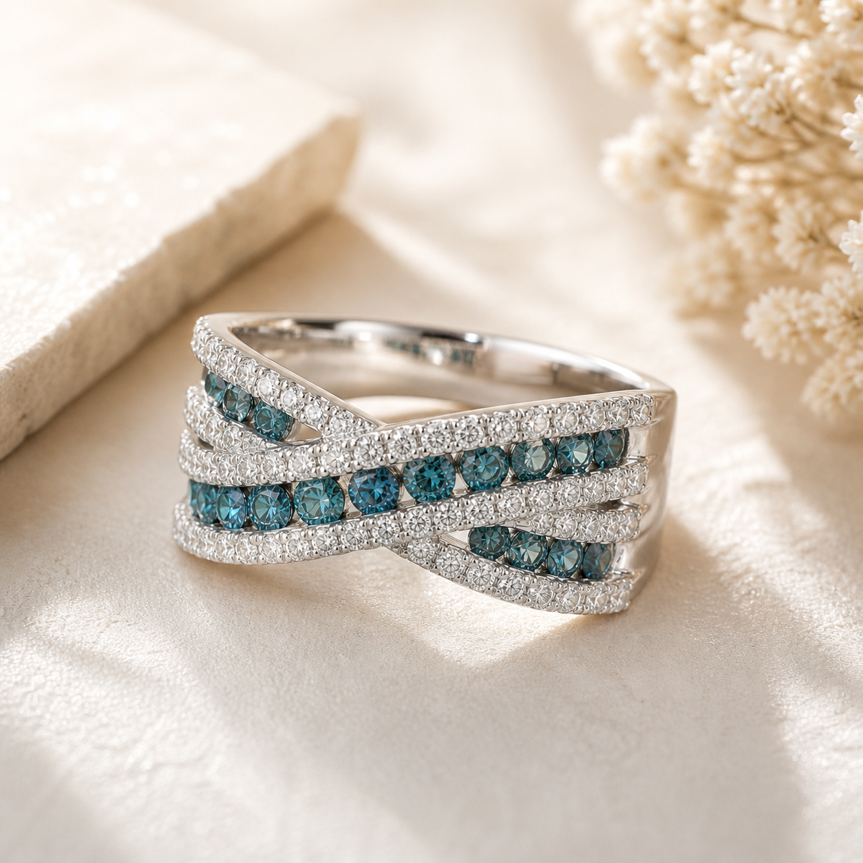 Blue Wave Diamond Ring blue diamond
