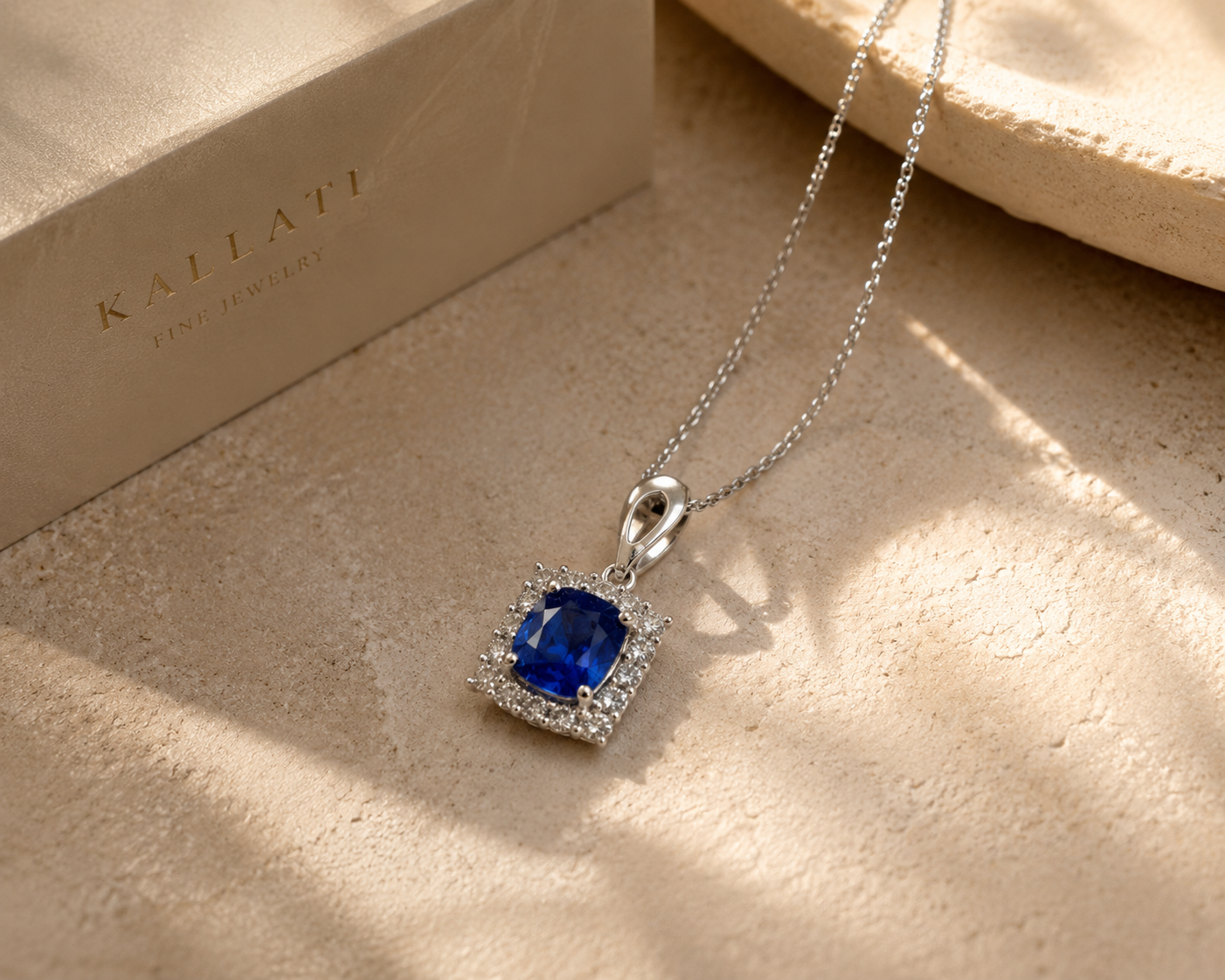 Certified Cushion Ceylon Sapphire Pendant