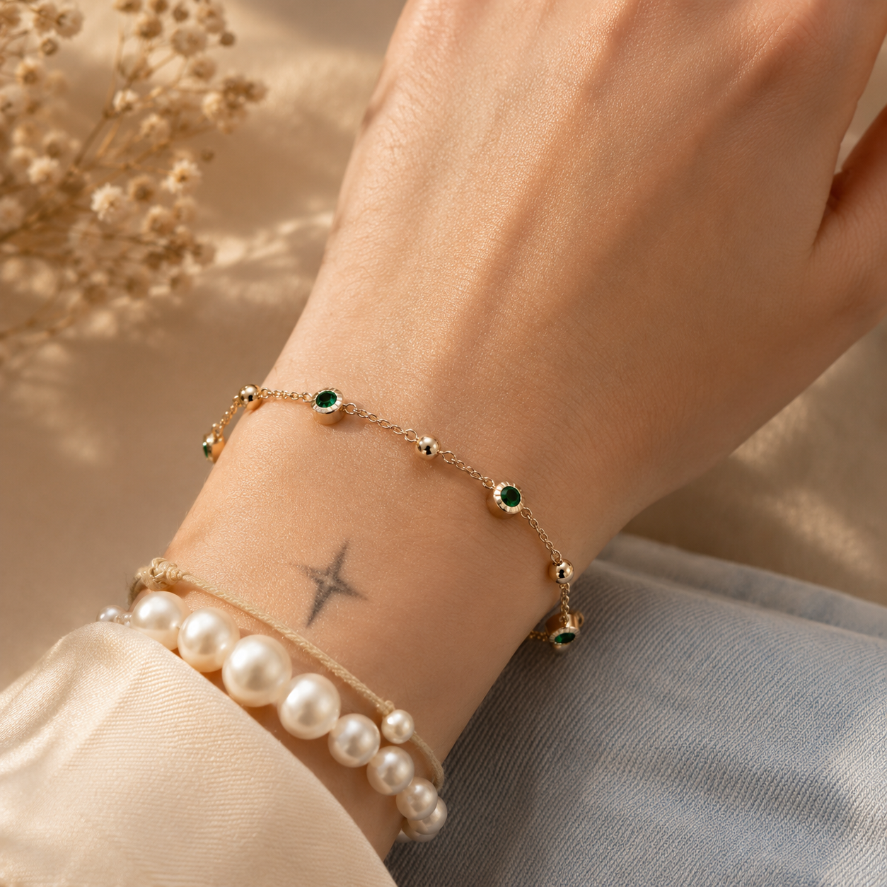 Emerald Charm Bracelet Emerald