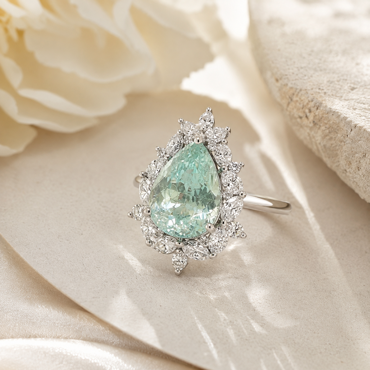 Ice Queen Pear Paraiba & Diamond Ring KALLATI