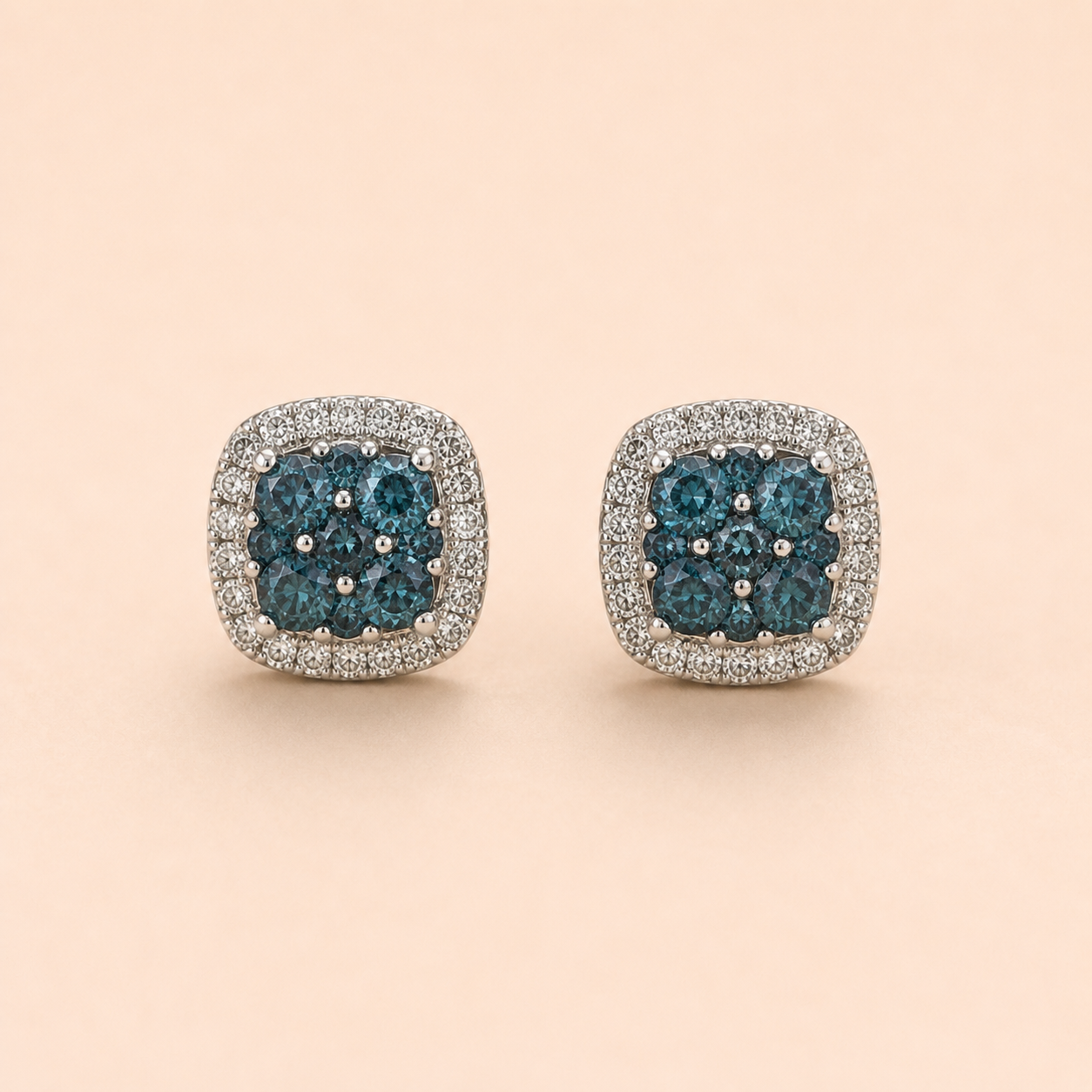 Blue Diamond Mosaic Stud Earrings blue diamond