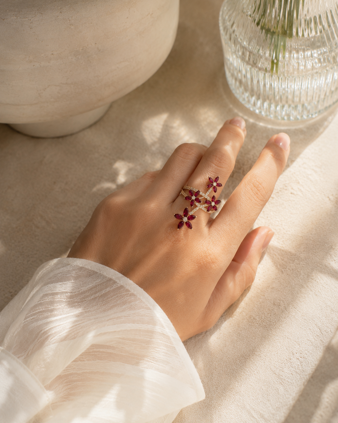 Flower Garden Ruby & Diamond Ring Ruby