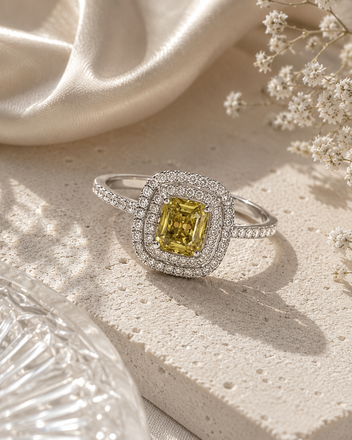 Certified Non Heat Sapphire Cushion Ring