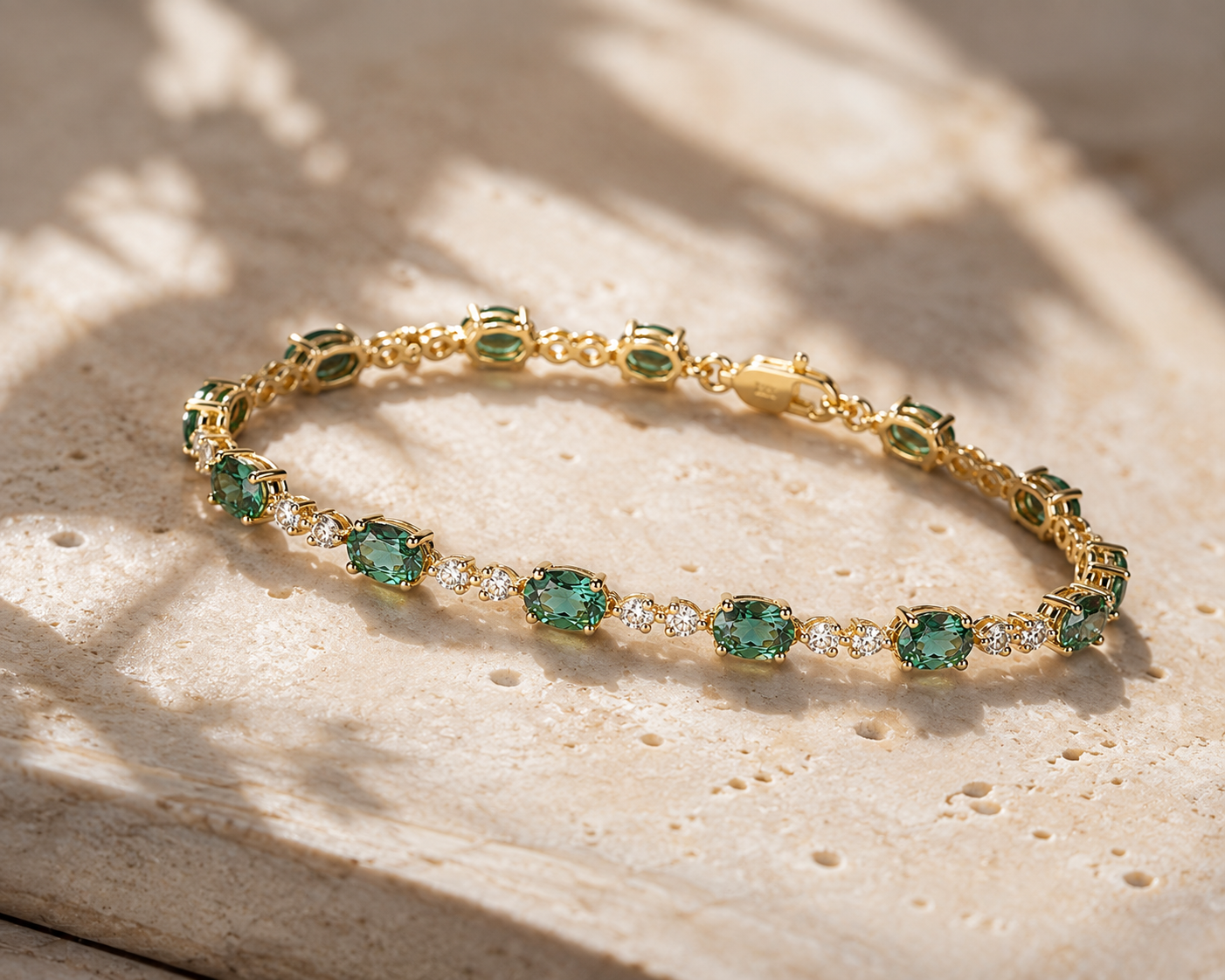 Green Sapphire & Diamond Tennis Bracelet