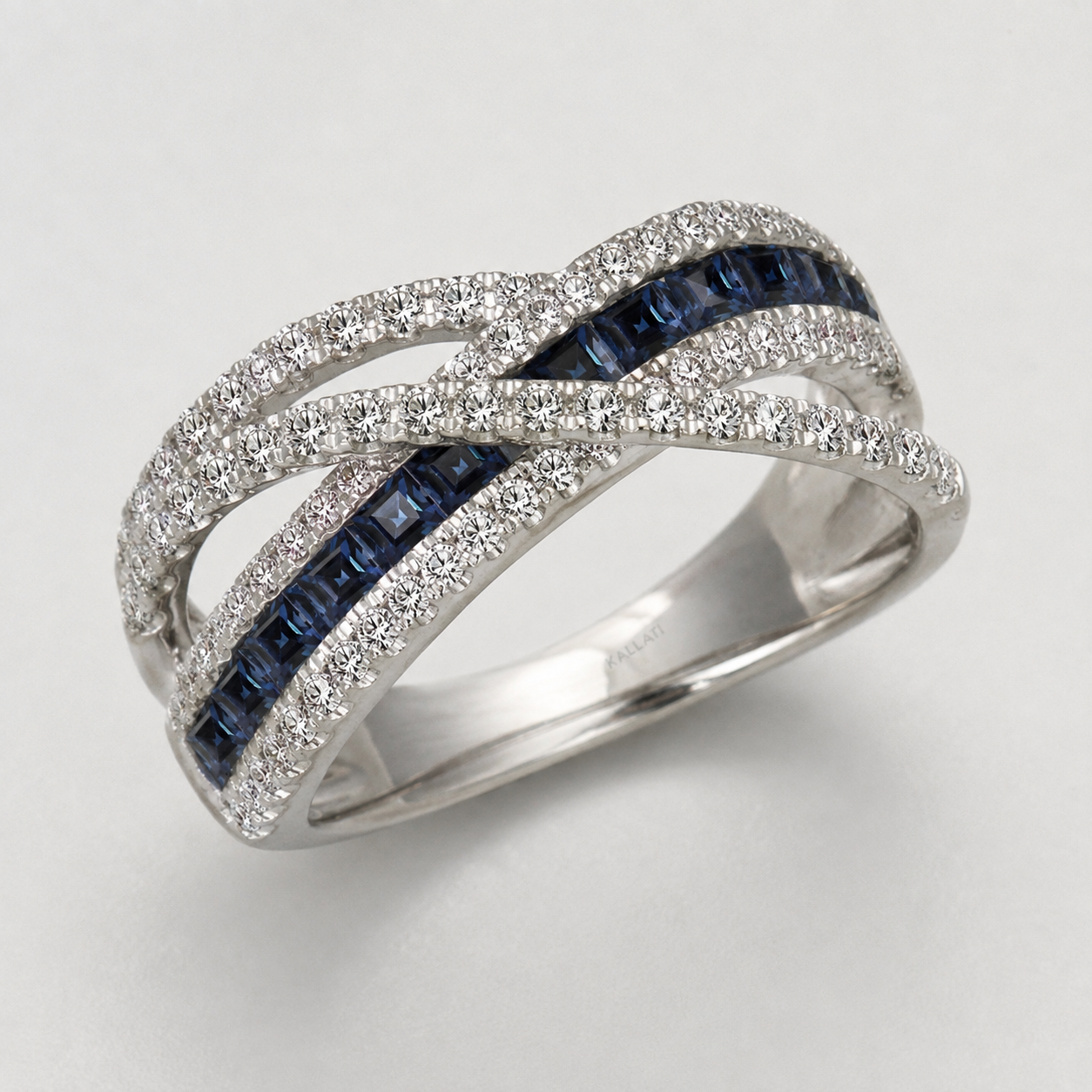 Waving Roads Blue Sapphire & Diamond Ring
