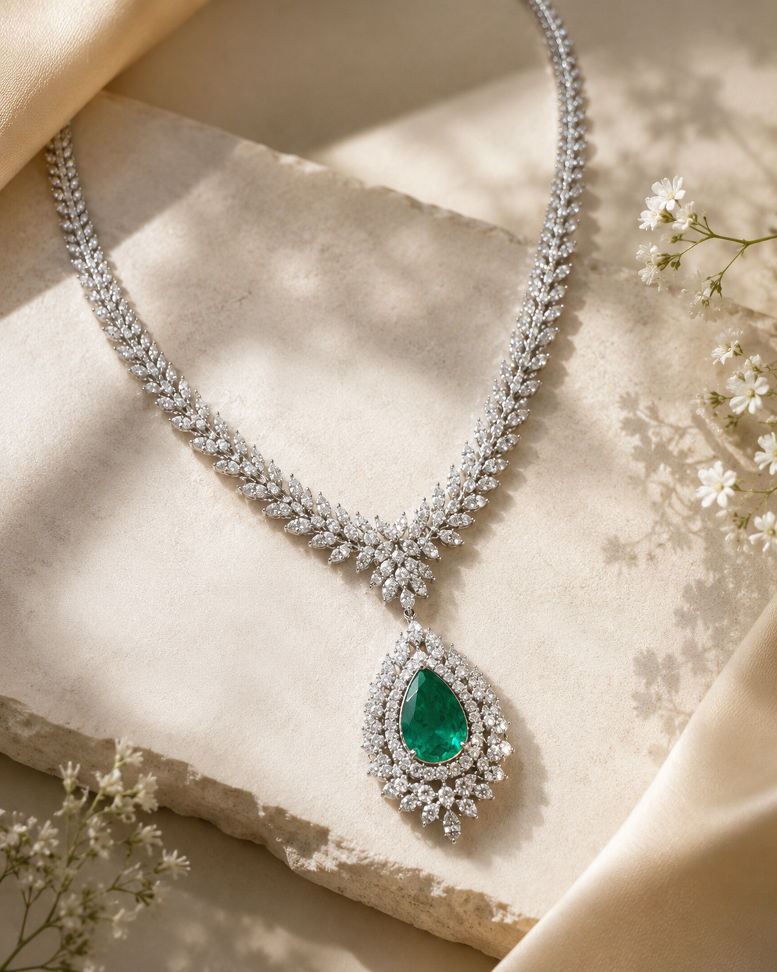 Riviera Colombian Emerald Tennis Necklace