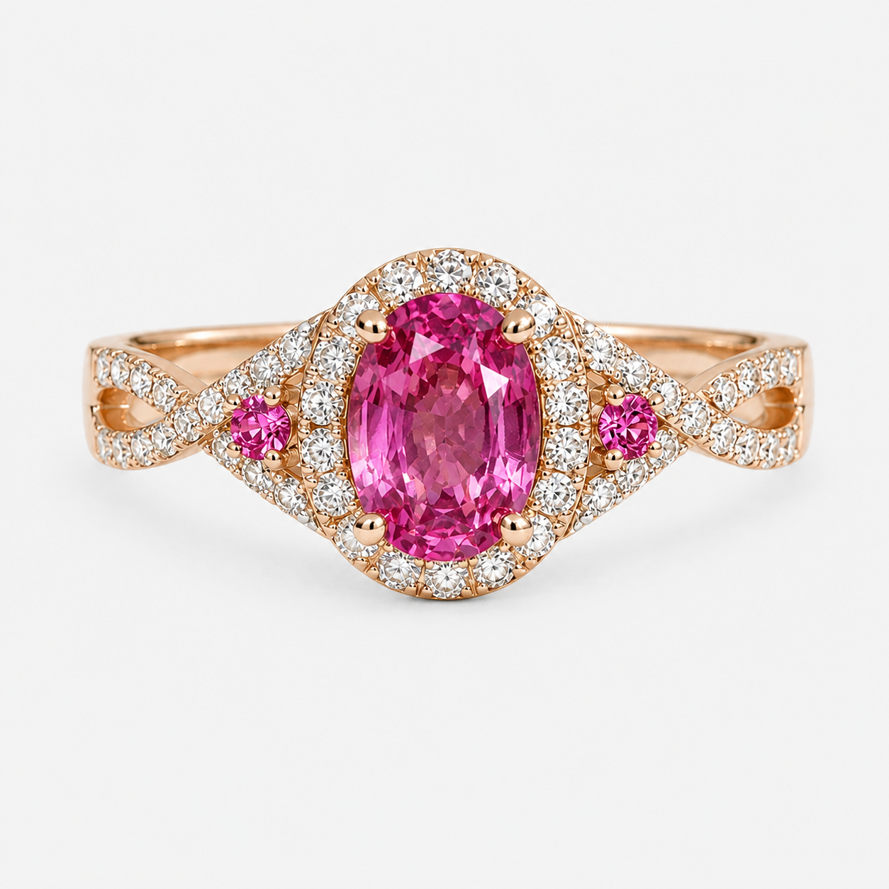 Pink Sapphire Classique Diamond Ring Pink Sapphire