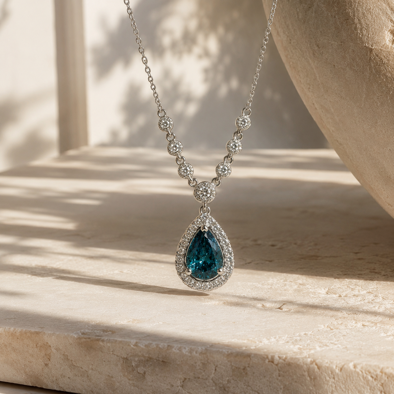 Certified Blue Diamond Drip Necklace