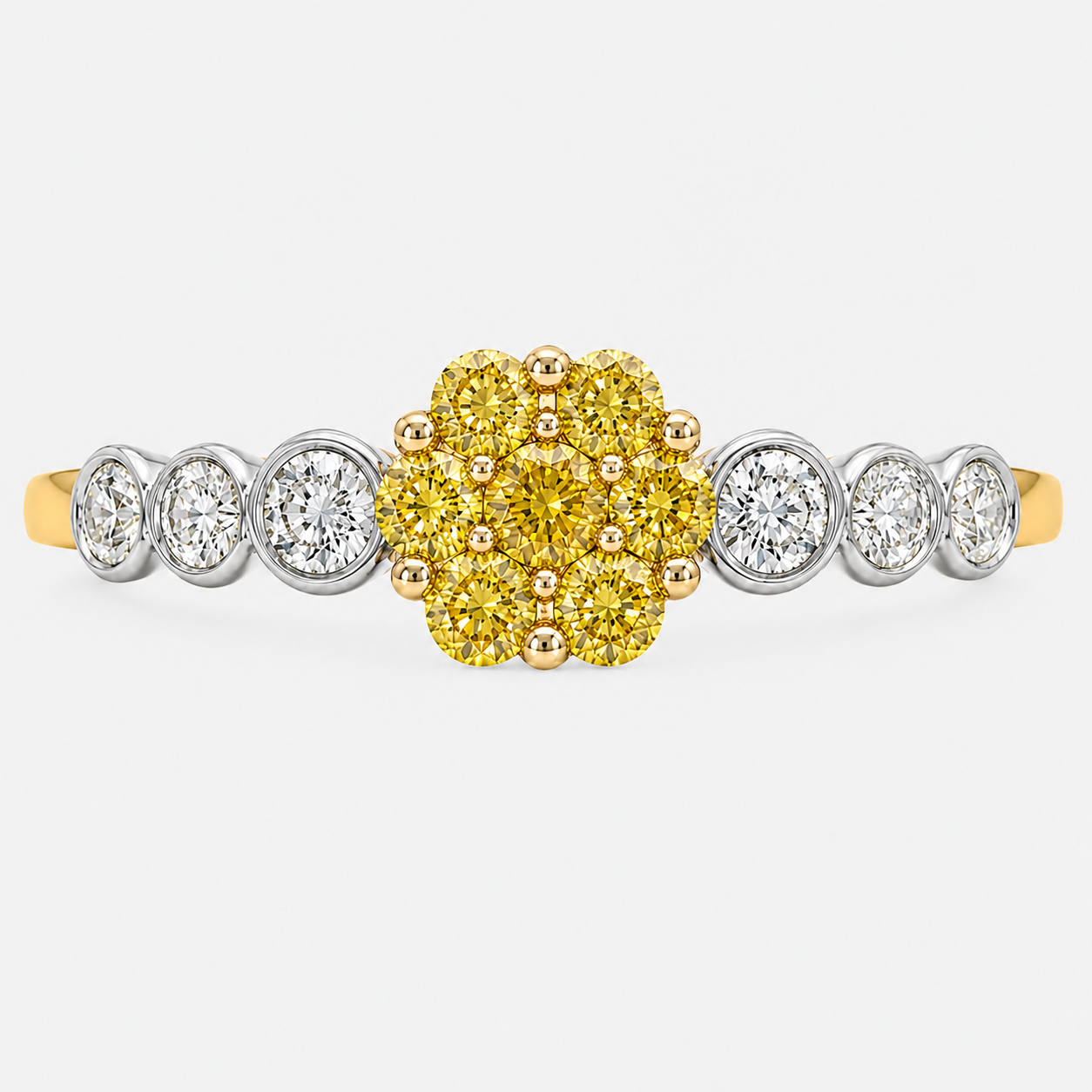 Cluster Bubbles Yellow Diamond Ring Yellow Diamond