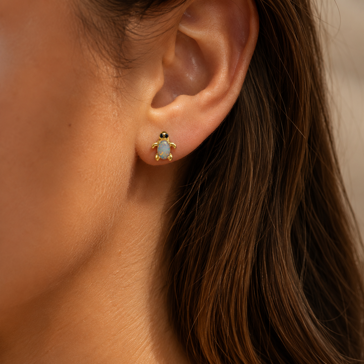 Baby Turtle Opal & Diamond Studs