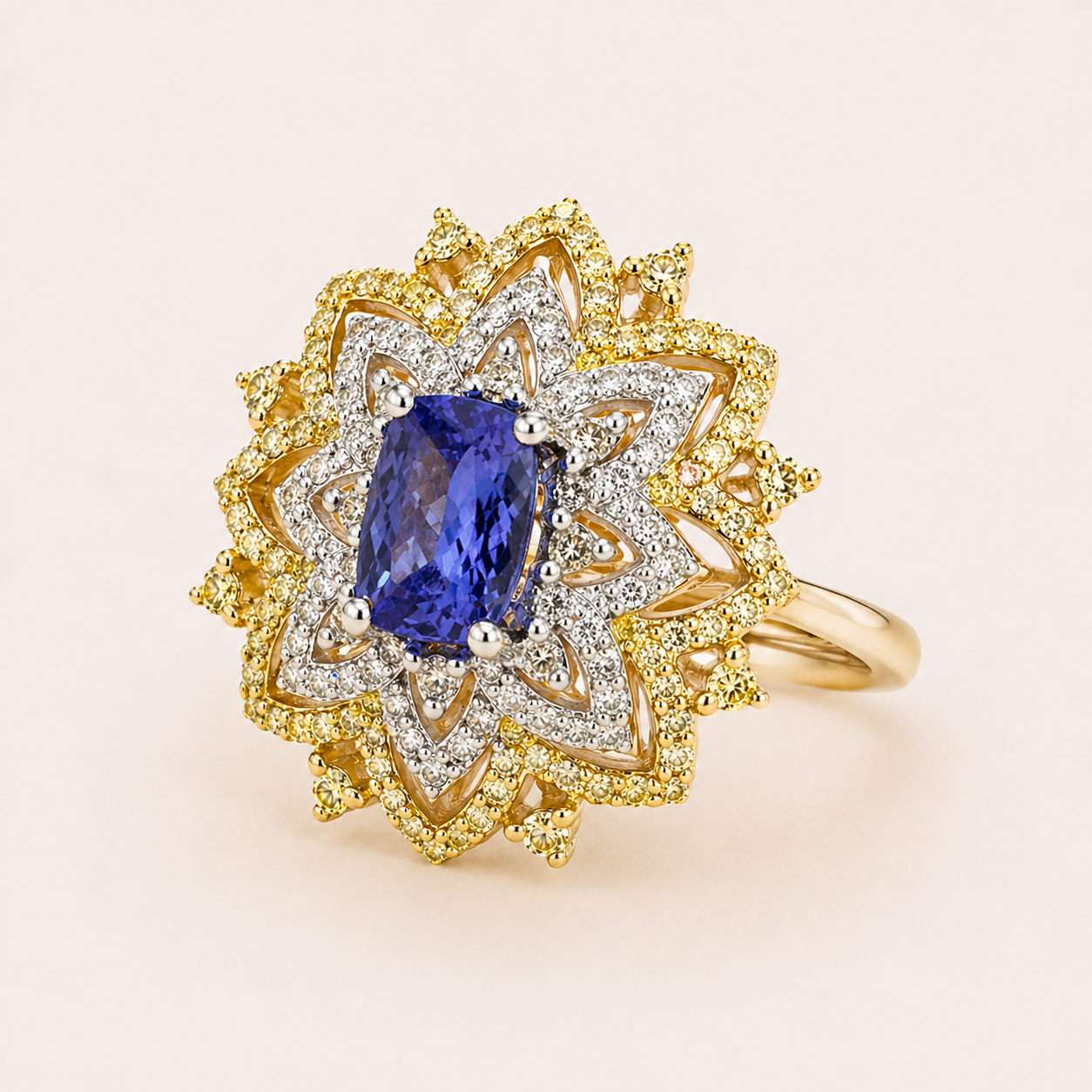 Renaissance Bold Floral Ring Tanzanite