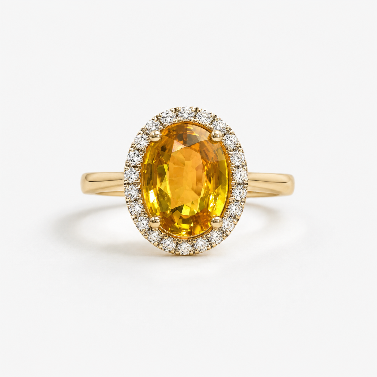 Certified Golden Halo Sapphire Ring