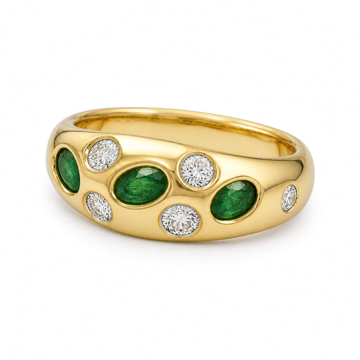 Marquise Emerald & Diamond Band Emerald