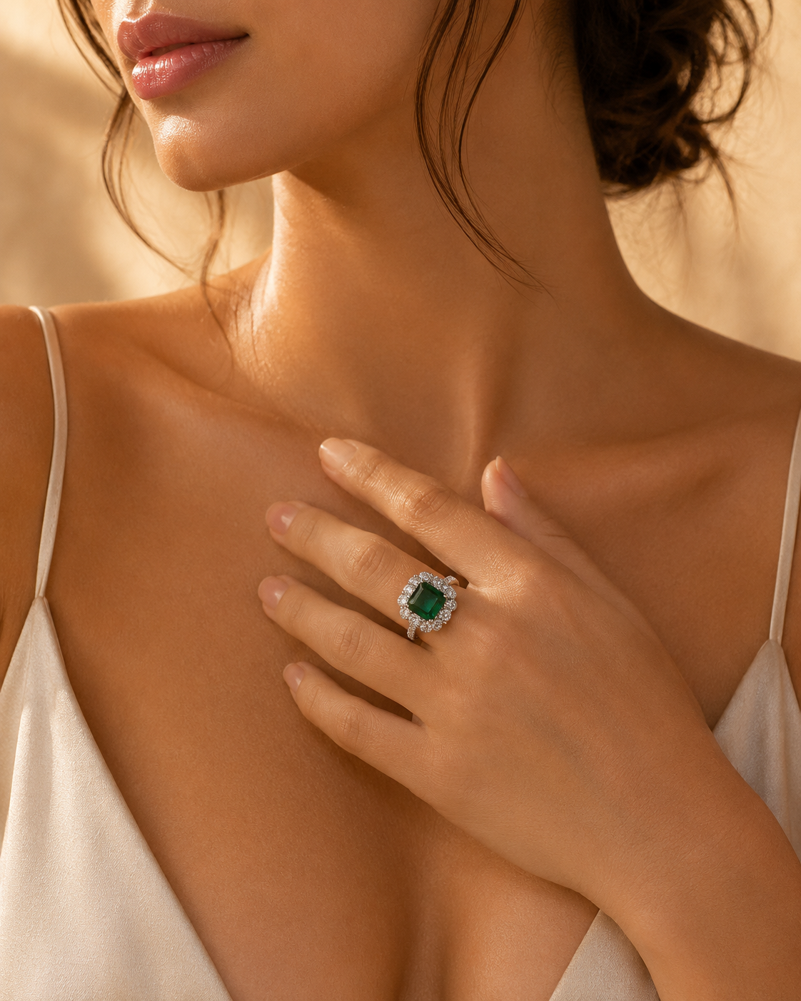 Certified Bold Diamond & Emerald Ring