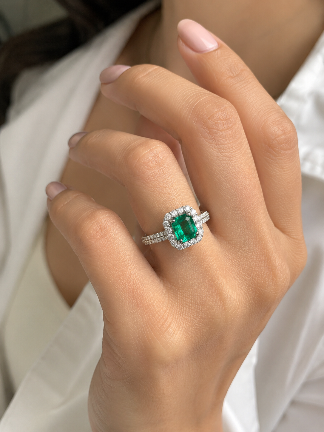 Cushion Cut Colombian Emerald Ring Emerald