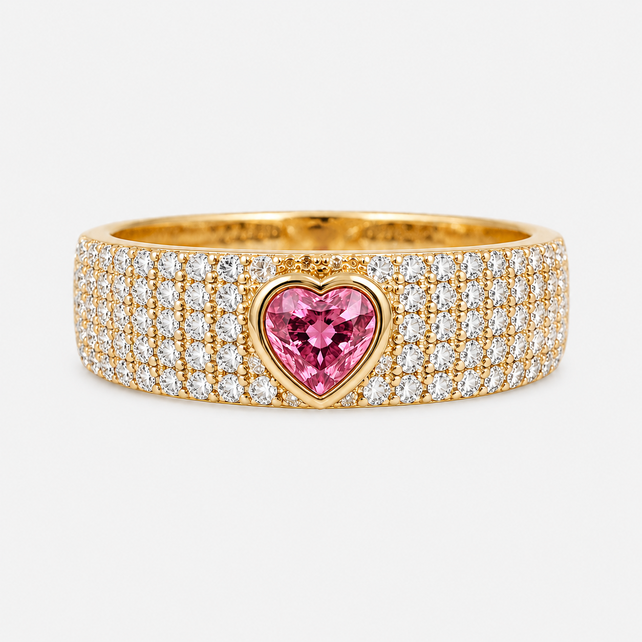 Pink Sapphire Diamond Heart Ring hearts