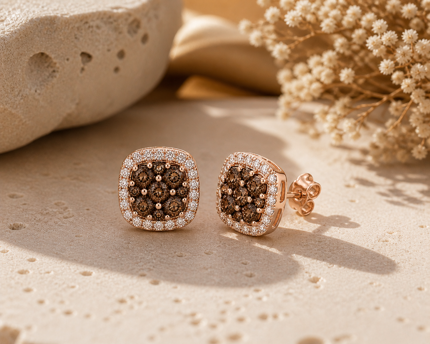 Coco Diamond Mosaic Stud Earrings signature