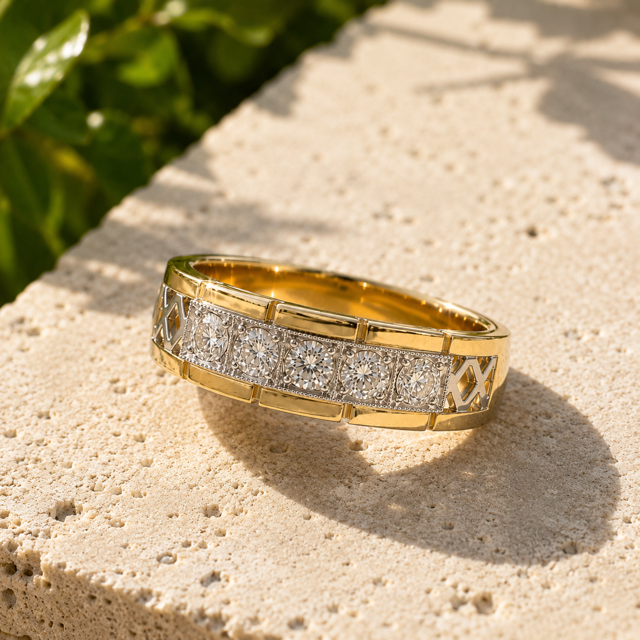 Luminating Sky Men's Band White Diamond