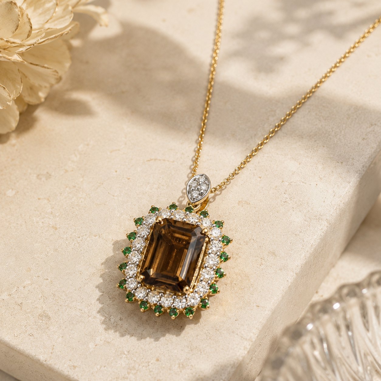 Moss Garden Csarite & Diamond Necklace