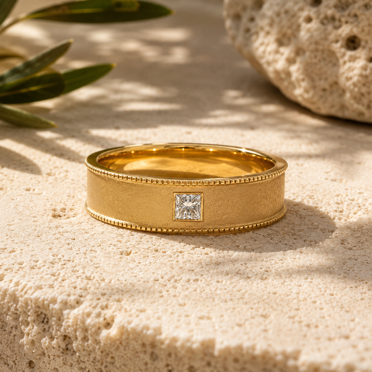 Matte Princess Diamond Mens Band