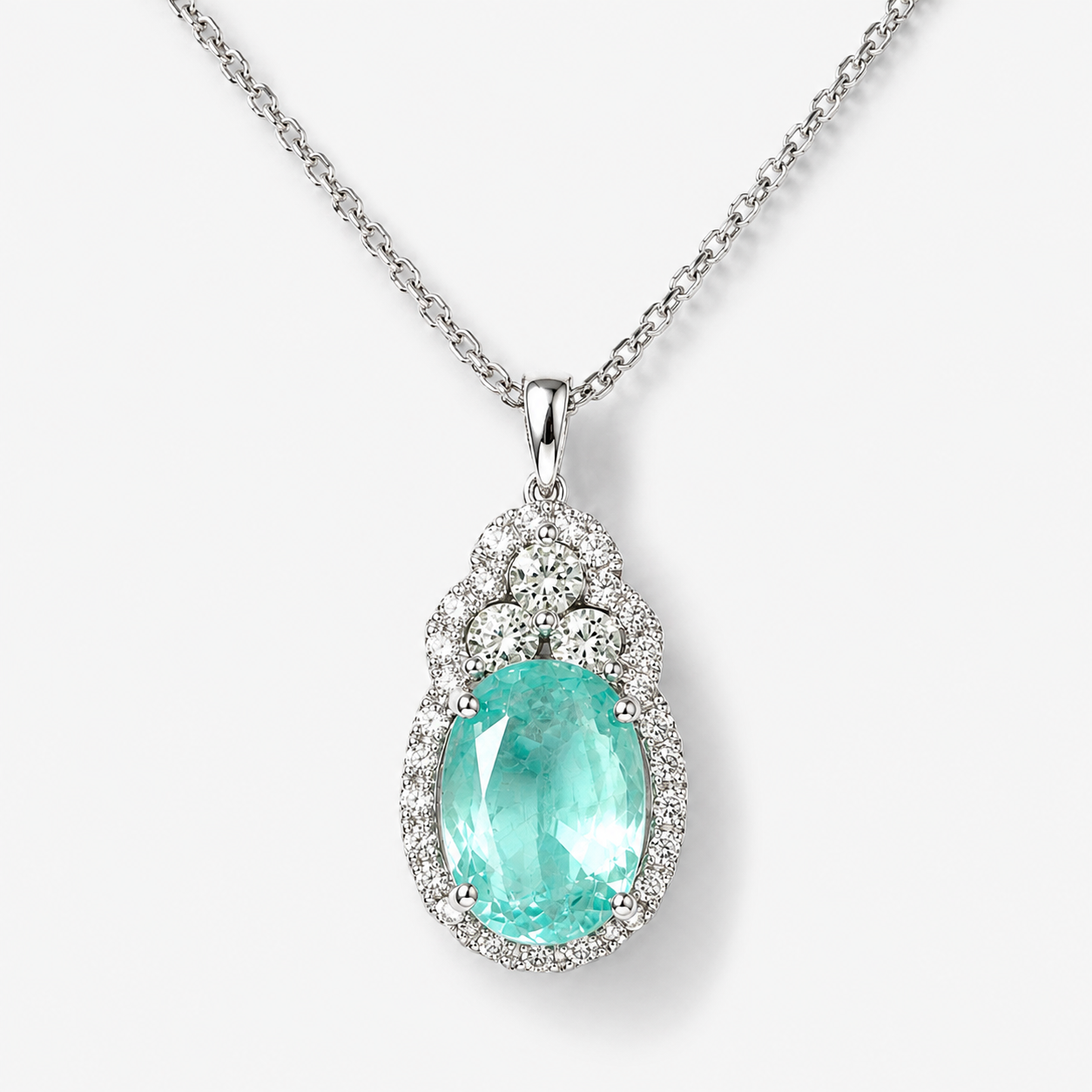 Certified Paraiba & Diamond Trio Necklace paraiba