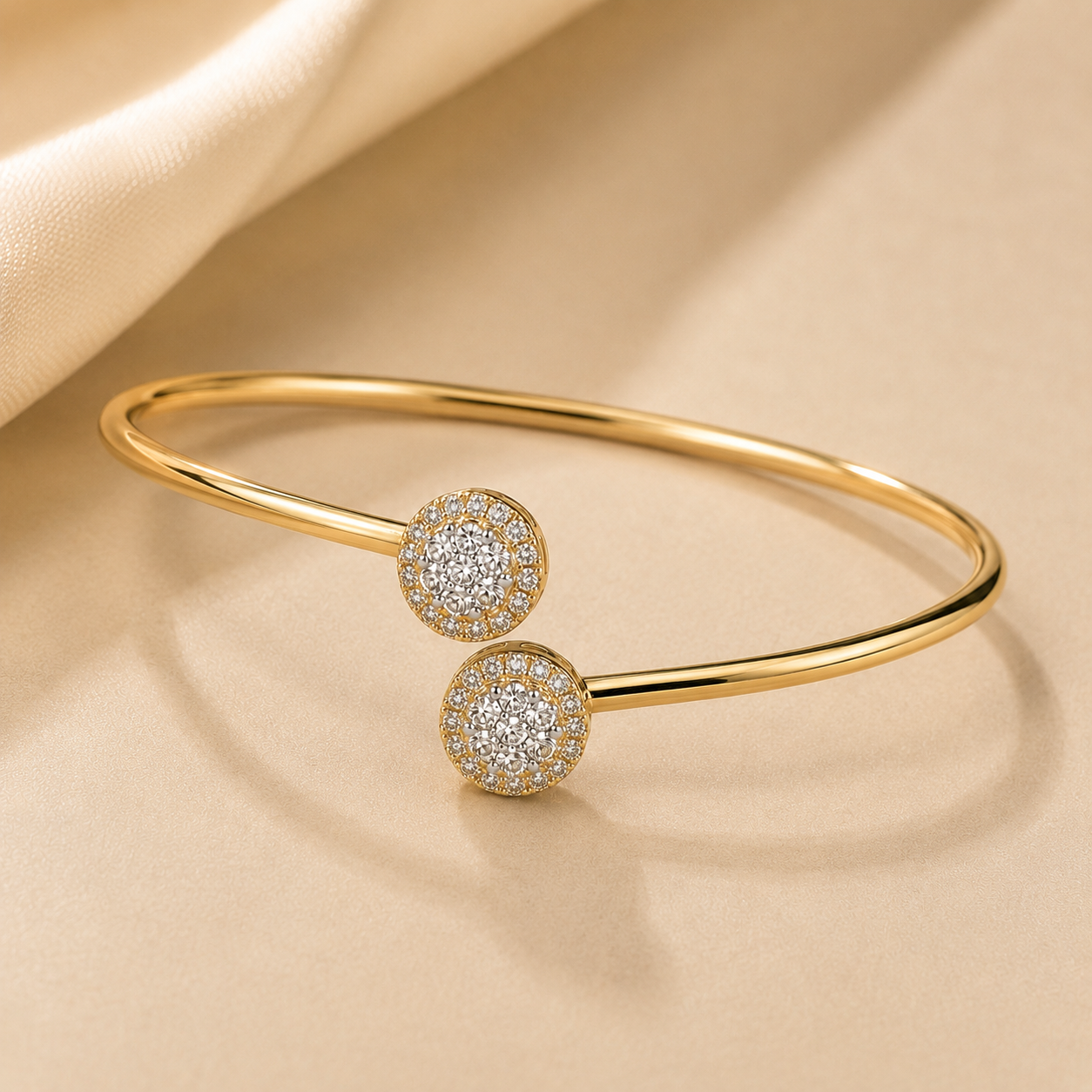 Bubble White Diamond  Bangle BOLD GOLD