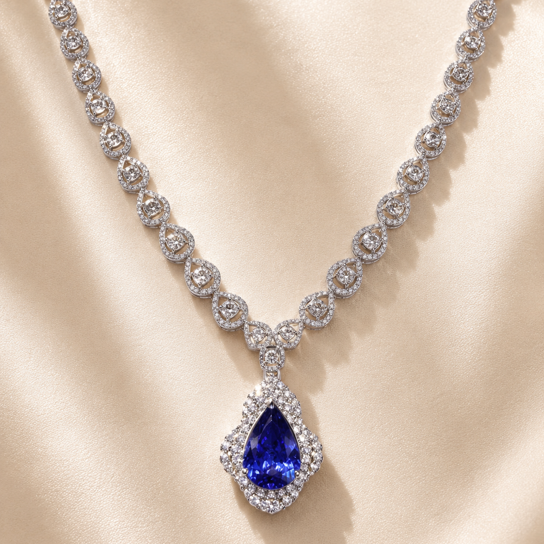 GIA Tanzanite & Diamond Tennis Necklace
