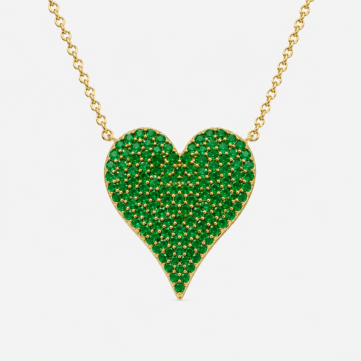 Dual Sided White Diamond & Emerald Heart Necklace hearts
